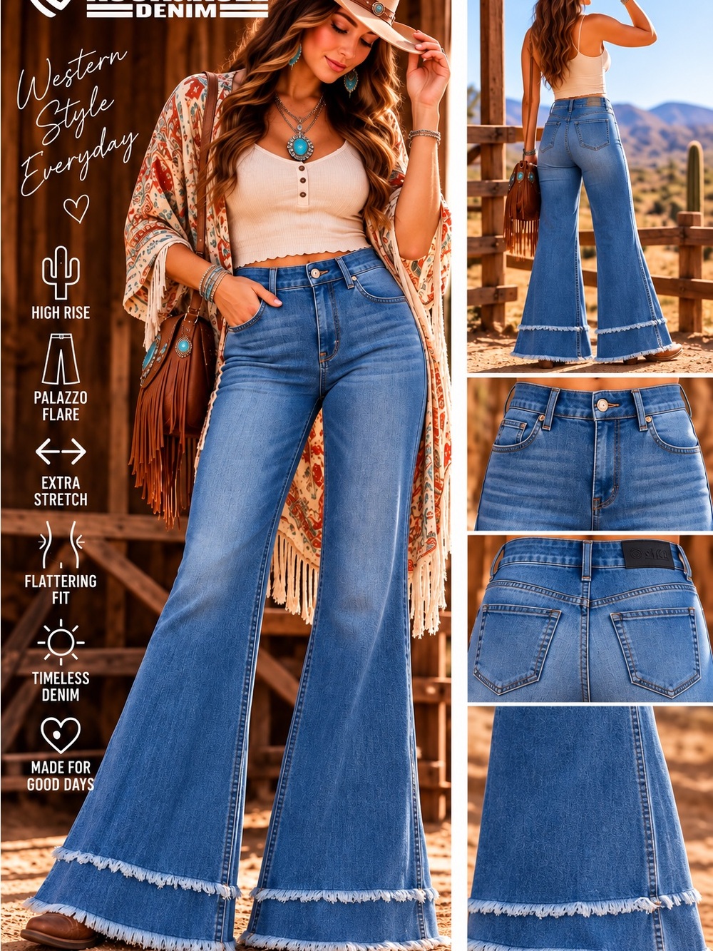 Rock & Roll Denim Palazzo Flare Jeans NWT | 30x34 | High Rise| MSRP $79.99